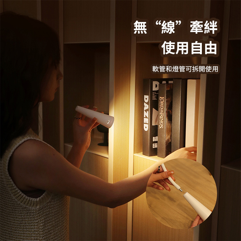 杰克-軟管臺燈丨閱讀學生小夜燈丨便攜三色光多功能USB充電氛圍燈 丨白色（1155）