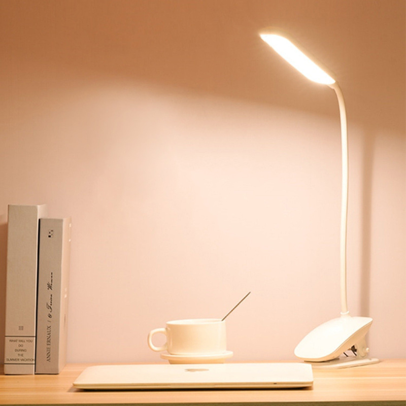 杰克-學習臺燈丨學生專用護眼宿舍夾子燈丨充電充插兩用丨折疊大學生寢室補光燈丨三色溫丨無極調光（1157）