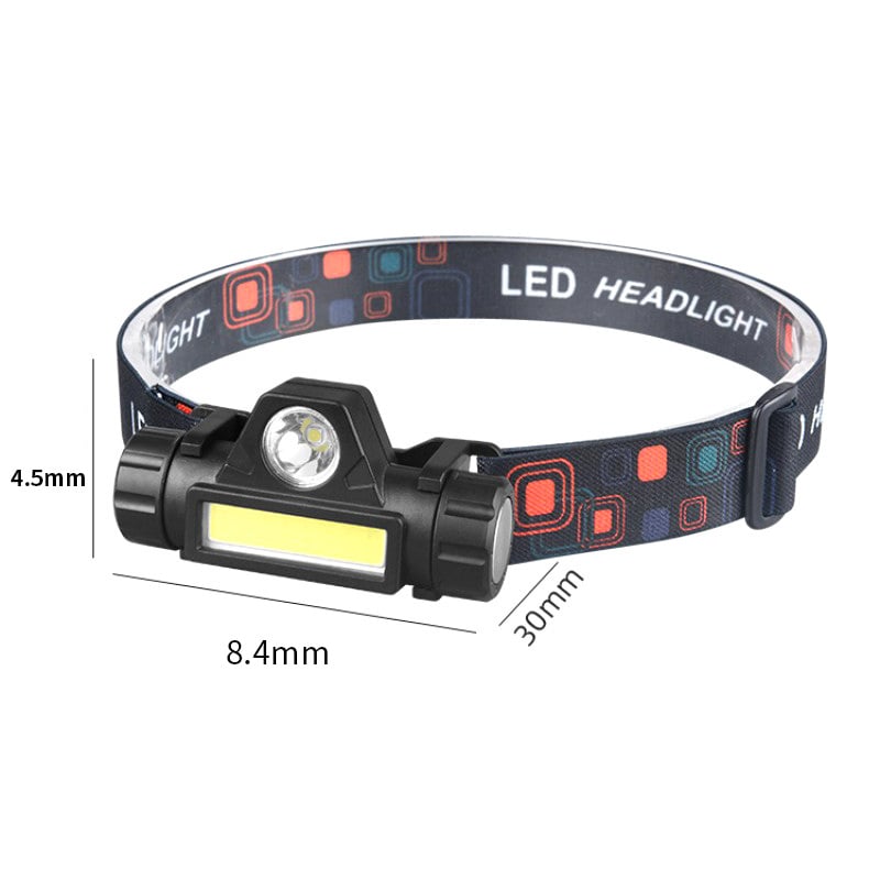 杰克-磁鐵工作燈丨LED頭燈丨戶外cob充電頭戴燈丨釣魚燈丨強光夜釣頭燈 丨800容量內置電池頭燈+USB線（1158）