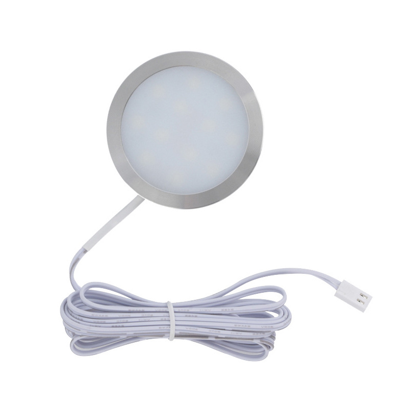 杰克-超薄led櫥櫃燈套裝丨房車燈丨圓形燈丨PUCK LIGHT冰球酒櫃衣櫃燈 丨一拖一(燈+變壓器）不帶插頭和開關丨暖光（5151）