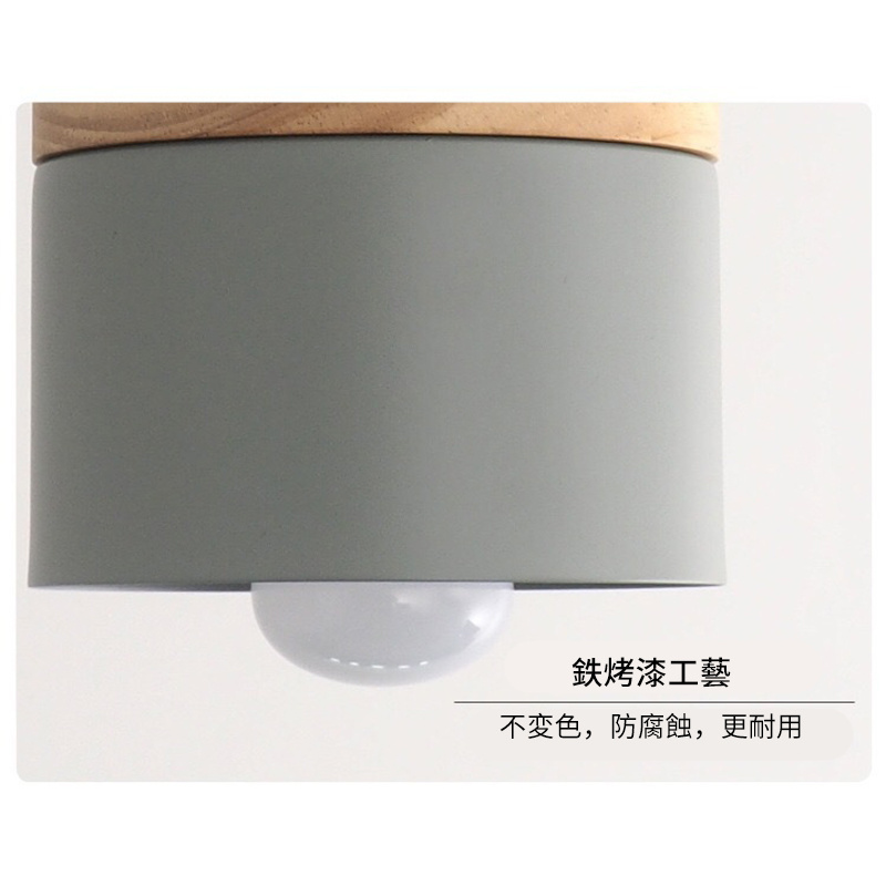 杰克-北歐創意餐廳燈丨馬卡龍現代鐵藝過道燈丨單頭灰色臥室床頭小吊燈 丨灰色 LED球泡 丨白光（5156）
