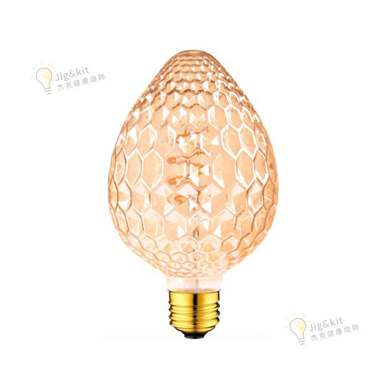杰克-led異形燈泡丨3W茶色暖黃調光柔性燈丨軟燈絲燈裝飾光源丨3W-G95草莓（5157）