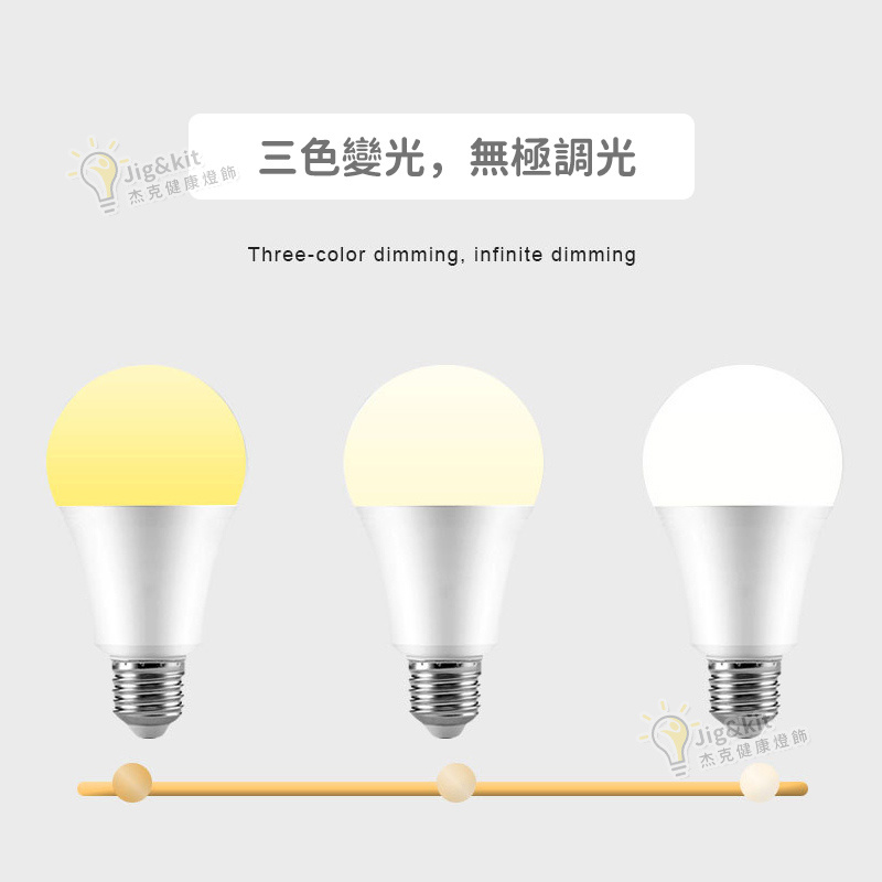 杰克-智能APP燈泡 | 可無極調光調色led燈 | 三色變光球泡燈 | e27螺口(5164)
