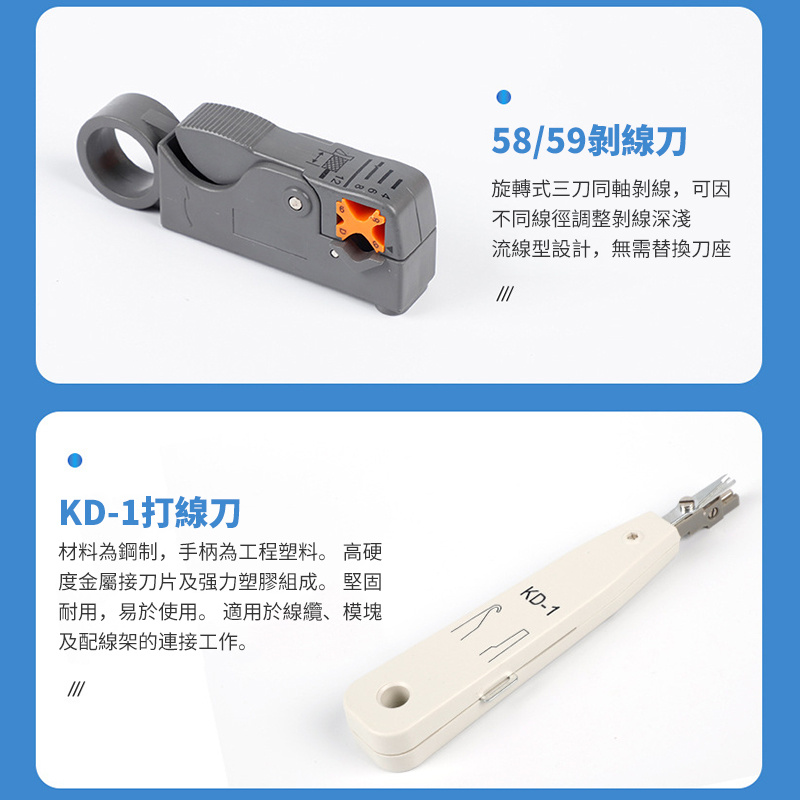 杰克-網路工具包套裝丨網路安裝測試儀套裝丨家用網線鉗組合套裝 丨工具包套裝（6108）