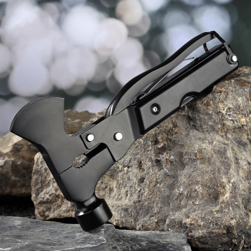 杰克-野營多功能斧頭錘子丨野外生存露營救生斧錘頭丨戶外多用途斧頭 丨斧頭錘黑色（6114）