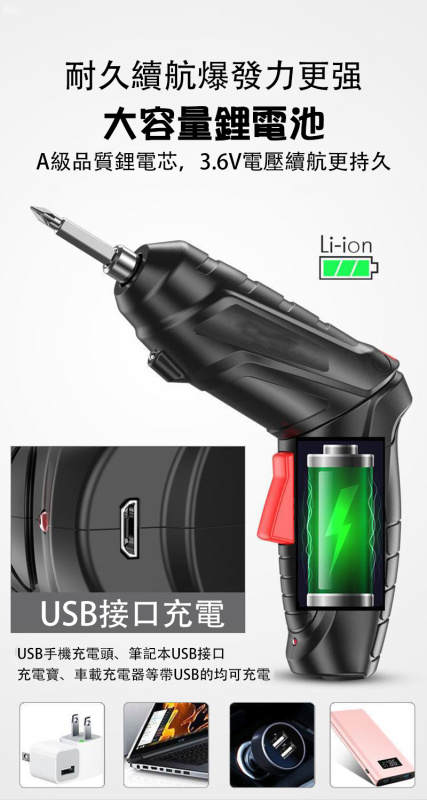 杰克-電動螺絲刀丨家用工具小型電鑽丨充電式螺絲迷你多功能鋰電起子機 丨黑色電動螺絲47件套（6128）