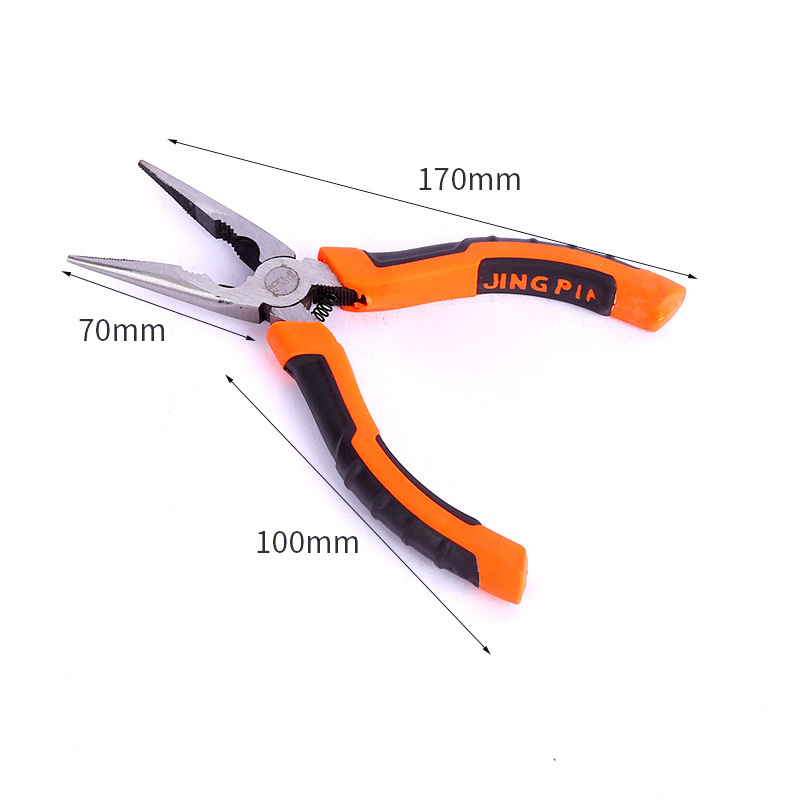 杰克-鋼絲鉗省力老虎鉗丨剪鉗6寸尖嘴鉗斜嘴鉗電工鉗丨鋼絲剪膠鉗電子鉗 丨美式田島柄尖嘴鉗6寸（6132）