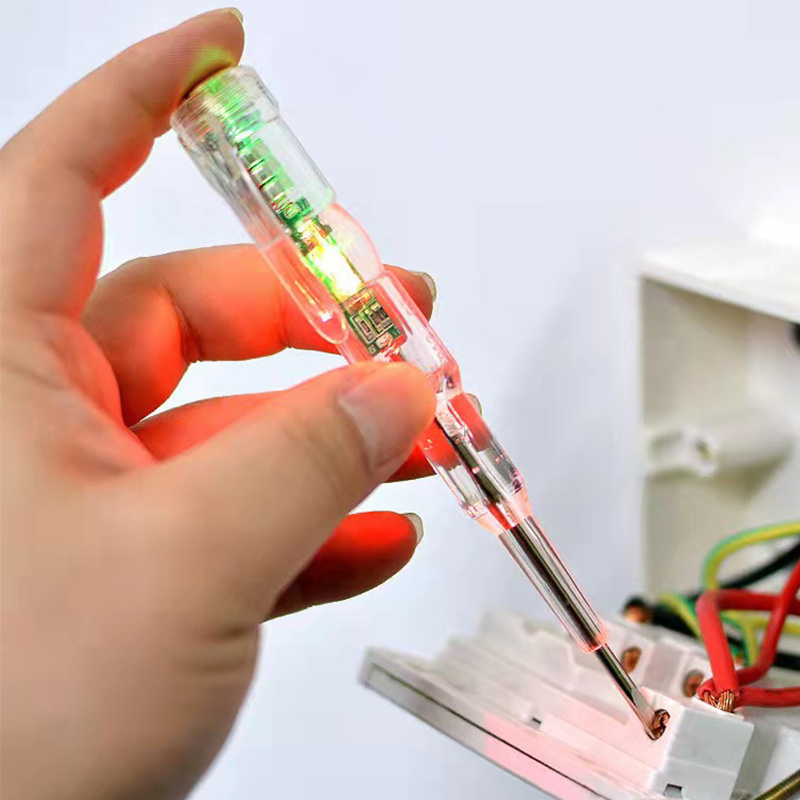 杰克-高亮彩燈雙色測電筆丨電工專用感應電筆丨多功能家用LED驗電筆（6133）