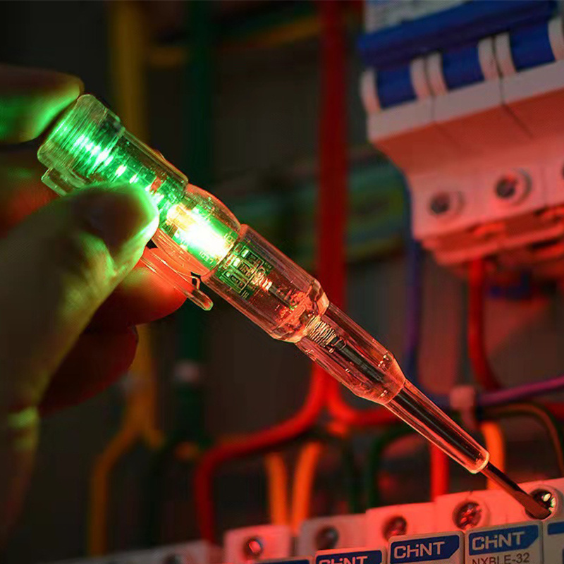 杰克-高亮彩燈雙色測電筆丨電工專用感應電筆丨多功能家用LED驗電筆（6133）