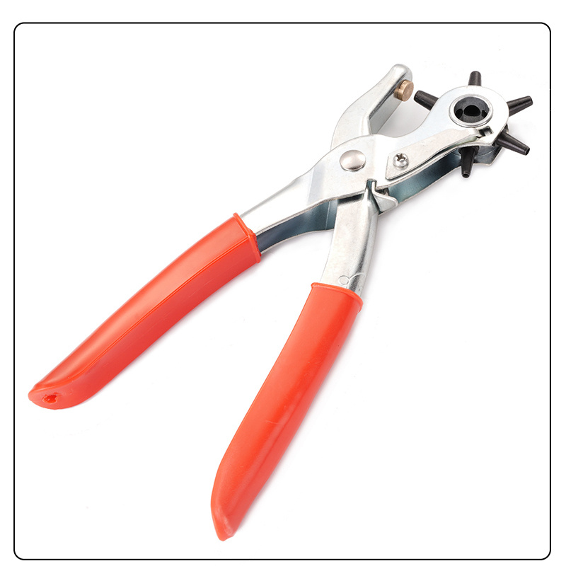 杰克-多功能皮帶打孔鉗丨圓孔扁孔手動打孔器丨腰帶皮革紙張牛皮打孔鉗丨2-4.5mm全圓孔（6136）