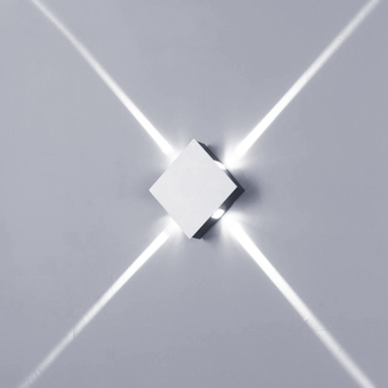 杰克-簡約現代創意燈飾丨酒店工程KTV方形LED鋁材壁燈丨室內光效燈 丨12W方形四面光丨 白光（1162）