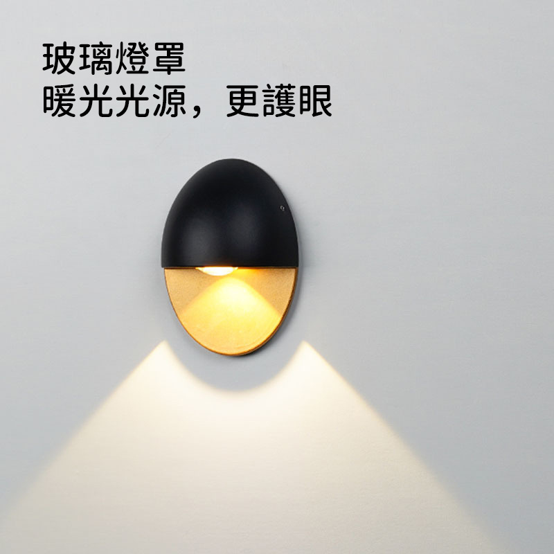杰克-過道樓梯戶外壁燈丨庭院門口室外led超亮防水燈丨陽臺浴室牆壁床頭燈 丨黑+金 暖白（1167）