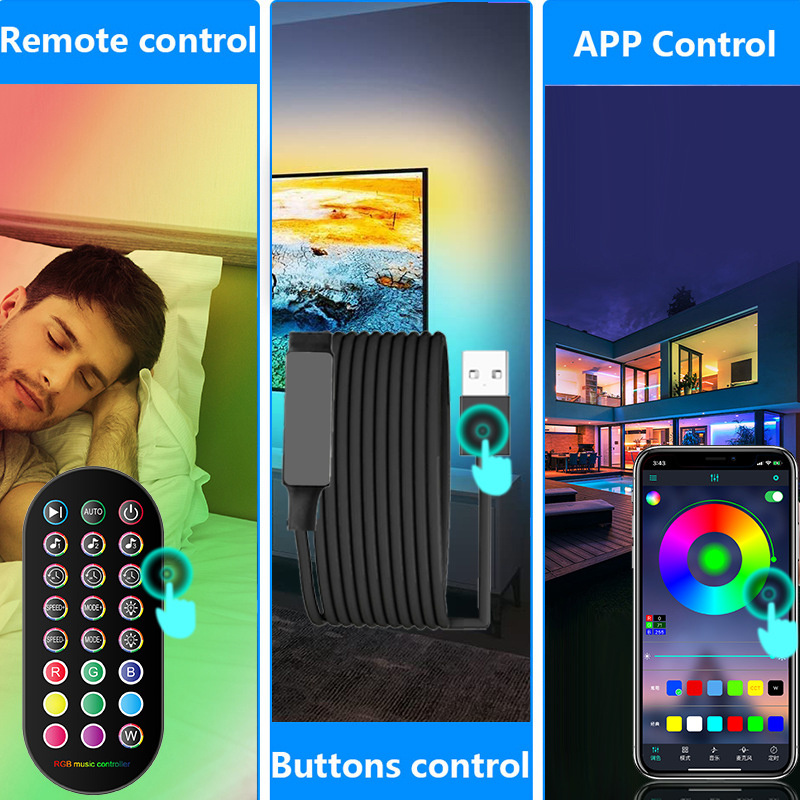 杰克-藍牙電視背景燈丨音樂律動燈帶套裝丨USB燈帶移動電源燈（3159）