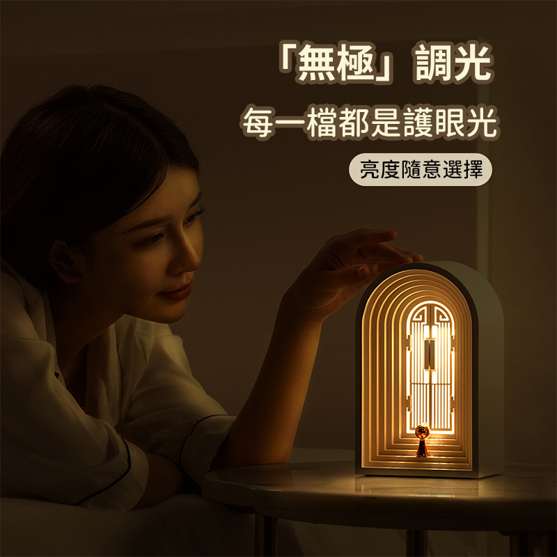 杰克-北歐桌面臺燈丨LED燈具丨創意床頭裝飾小夜燈丨臥室客廳USB充電藍牙音箱丨白色藍牙音箱款丨帶夜燈（1175）