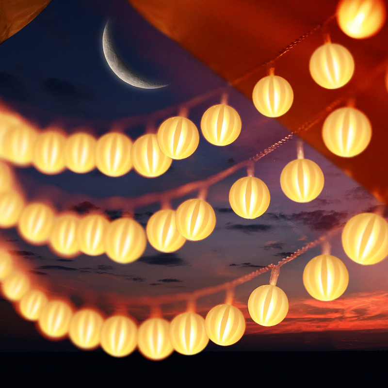 杰克-LED裝飾燈丨戶外露營太陽能燈串丨圓球氛圍燈丨大號2.5CM丨暖白丨太陽能款8功能丨10米80燈（3162）