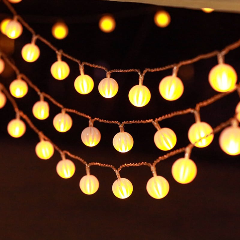 杰克-LED裝飾燈丨戶外露營太陽能燈串丨圓球氛圍燈丨大號2.5CM丨暖白丨太陽能款8功能丨10米80燈（3162）