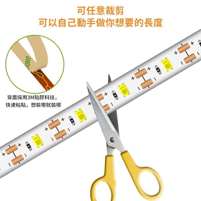 杰克-LED燈帶丨USB家用人體智能感應防水燈帶丨2835低壓櫥櫃衣櫃軟燈條裝飾 丨暖黃 3M（3164）