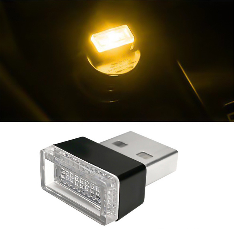 杰克-工廠汽車usb氛圍燈丨led燈丨裝飾燈丨車內腳底照明燈丨車載氣氛燈丨黃光 丨2件裝（1183）