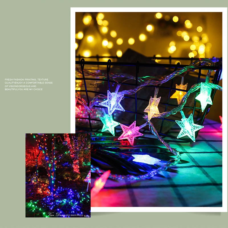 杰克-led燈串丨聖誕氛圍燈帶丨USB小彩燈夜燈線丨節日新年裝飾星星燈串丨10米80燈星星丨彩色USB款（3171）