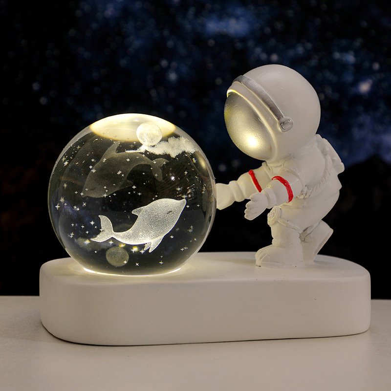 杰克-創意宇航員星空小夜燈丨辦公室桌面發光裝飾氛圍燈擺件丨生日聖誕禮品丨單海豚丨摯愛宇航員自然光（1189）