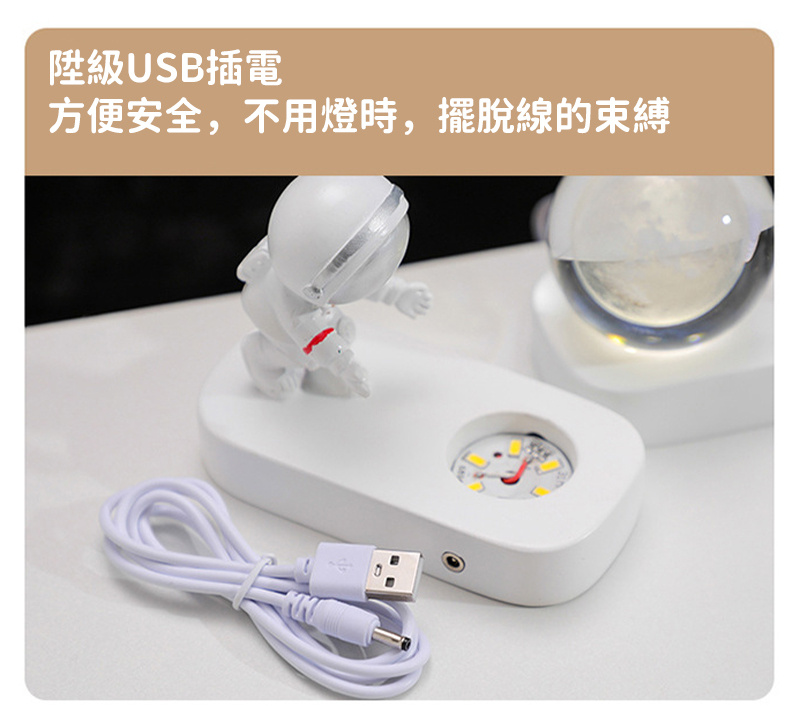 杰克-創意宇航員星空小夜燈丨辦公室桌面發光裝飾氛圍燈擺件丨生日聖誕禮品丨單海豚丨摯愛宇航員自然光（1189）