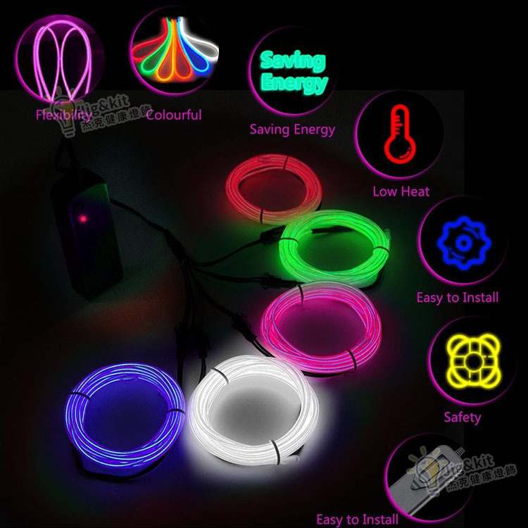 杰克-LED 燈條 丨冷光線 丨發光線冷光燈條 丨霓虹燈冷光條丨裝飾家居 丨冷光線氛圍燈 丨3米-螢光綠（3177）