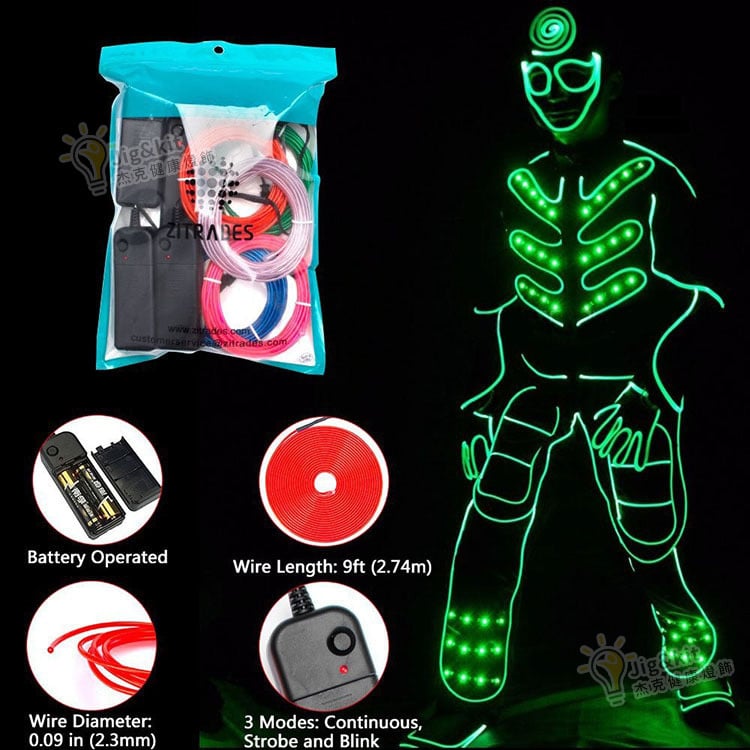 杰克-LED 燈條 丨冷光線 丨發光線冷光燈條 丨霓虹燈冷光條丨裝飾家居 丨冷光線氛圍燈 丨3米-螢光綠（3177）