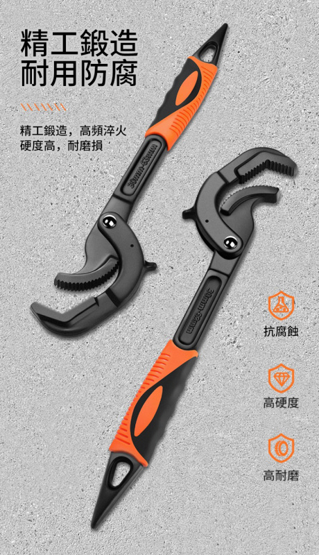 多用萬能扳手套裝丨活動板手丨多用自鎖活口板手丨管鉗衛浴扳手大開口丨自鎖緊扳手組合 （6137）