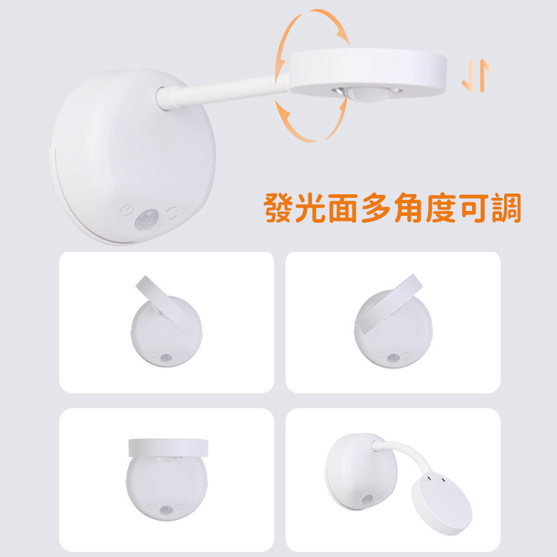 新款充電式免佈線室內牆壁燈射燈丨智能led人體感應燈照畫燈 丨白色-三色版（2200mAH）（7105）