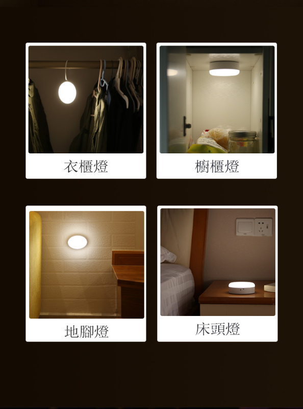 多功能可懸掛及磁吸LED光控小夜燈丨人體感應丨夜光護眼（7111）