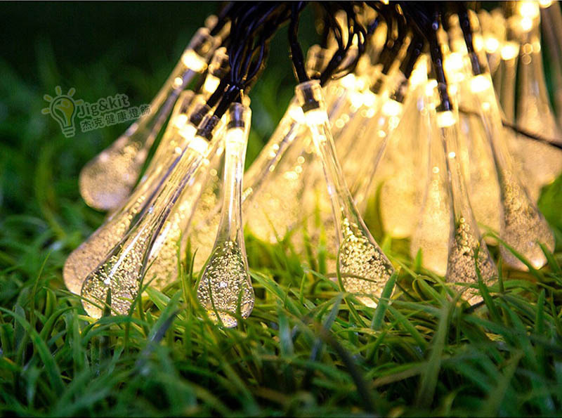 杰克-水滴燈串丨氣泡雨滴電池盒LED燈串丨戶外裝飾燈丨3米20燈丨三節帶閃電池盒丨暖黃（3181）