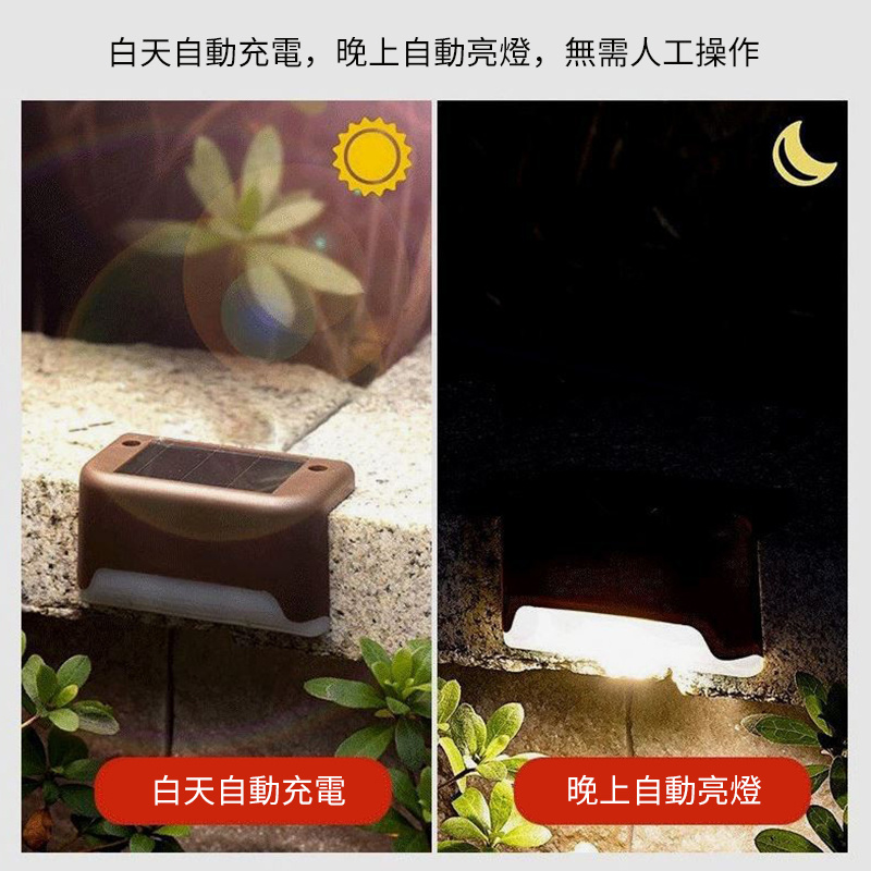 太陽能階梯燈丨防水庭院燈丨裝飾圍牆燈丨欄杆樓梯臺階燈 （7116）
