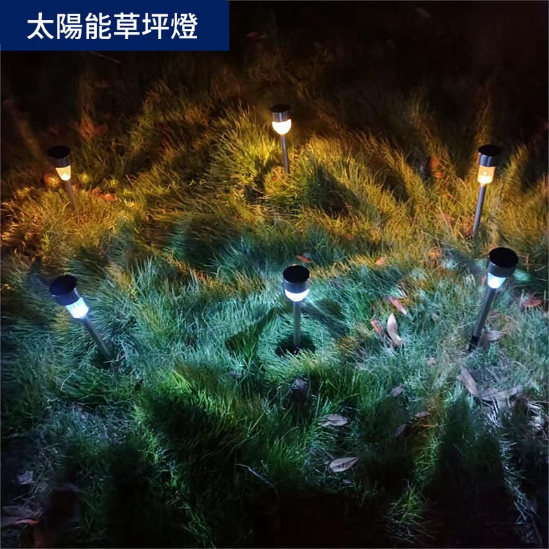 戶外庭院燈丨太陽能草坪燈丨戶外露營地插燈丨花園氛圍燈丨植物景觀燈 丨不銹鋼白光（7117）