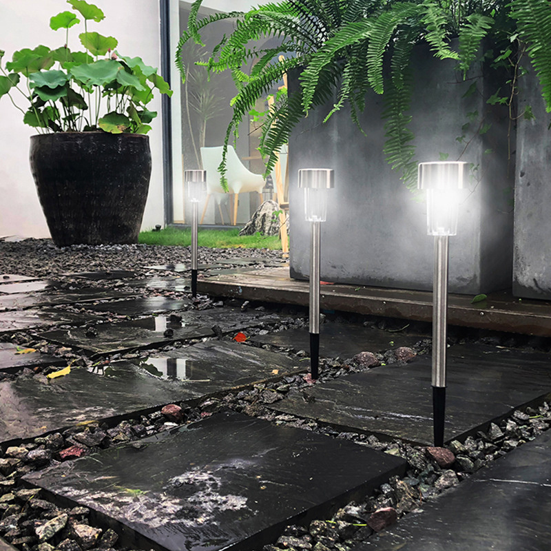 戶外庭院燈丨太陽能草坪燈丨戶外露營地插燈丨花園氛圍燈丨植物景觀燈 丨不銹鋼白光（7117）