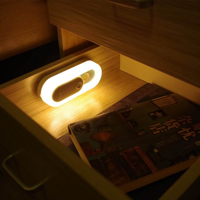 杰克-智能開關人體感應夜燈丨衣櫃壁櫥led感應燈丨充電臥室起夜餵奶床頭燈 丨黃色（7118）