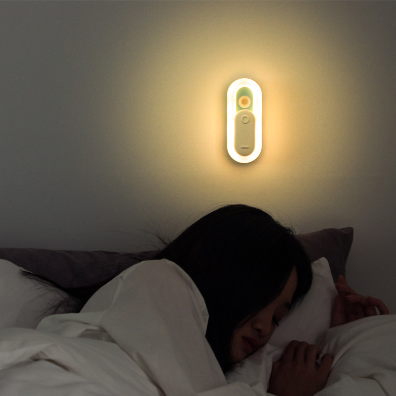 杰克-智能開關人體感應夜燈丨衣櫃壁櫥led感應燈丨充電臥室起夜餵奶床頭燈 丨黃色（7118）