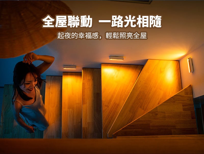 柔光護眼家居磁吸燈丨充電走廊樓梯起夜燈丨聯動人體感應小夜燈丨三個裝（7120）