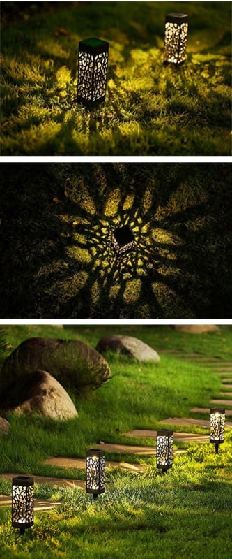 戶外草坪燈丨鏤空燈丨防水照明太陽能景觀燈丨戶外公園露營草坪燈 丨庭院裝飾燈丨 暖光（7121）