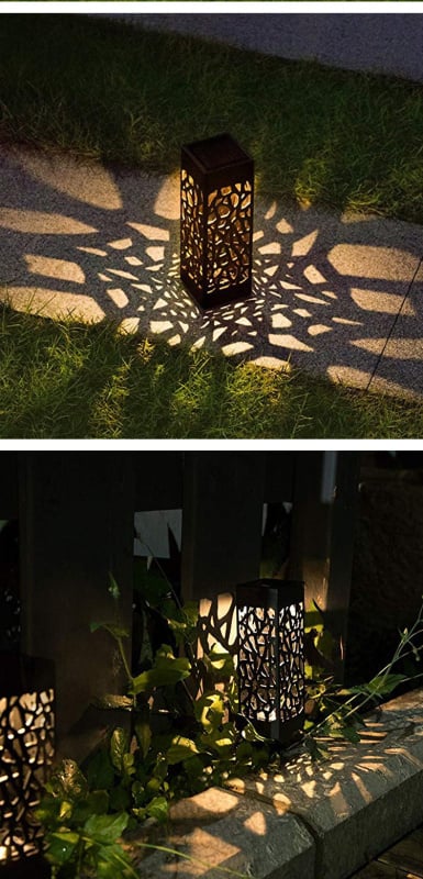 戶外草坪燈丨鏤空燈丨防水照明太陽能景觀燈丨戶外公園露營草坪燈 丨庭院裝飾燈丨 暖光（7121）