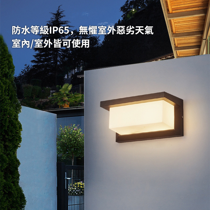 戶外雷達人體感應防潮壁燈丨防水LED陽臺庭院門頭燈丨室外外牆燈 丨18W-帶感應 暖白（7124）