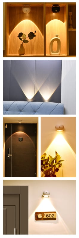 人體感應燈丨無線落日燈丨過道樓道走廊入戶牆壁燈丨充電電池兩用式小夜燈 丨充電電池雙用丨三色光白殼（7133）