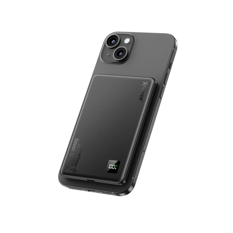 XPower 2合1鋁合金數顯 5000mAh PD3.0+ 磁吸無線外置充電器 M5K