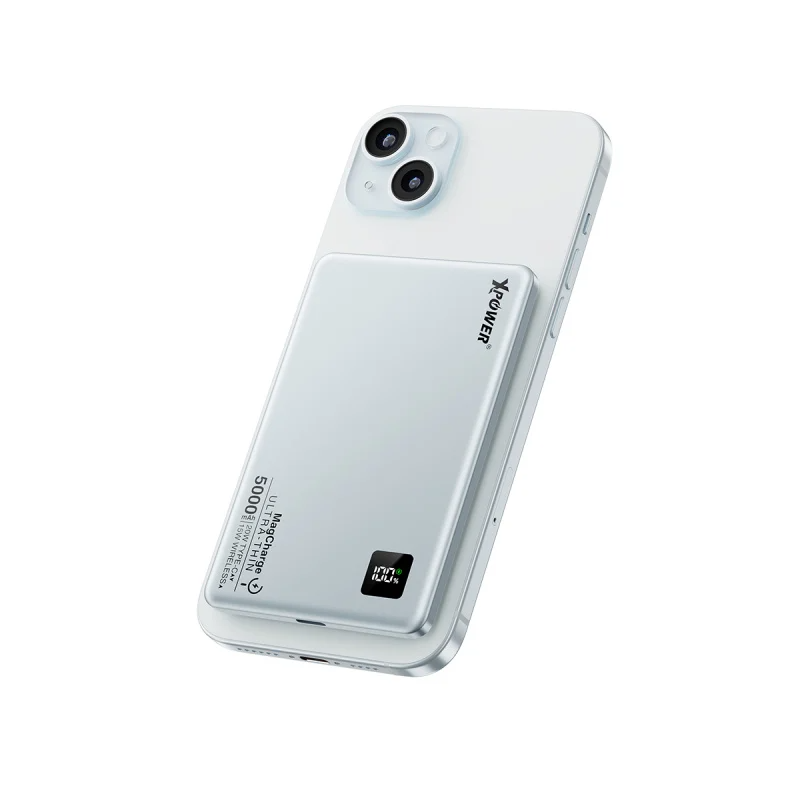 XPower 2合1鋁合金數顯 5000mAh PD3.0+ 磁吸無線外置充電器 M5K