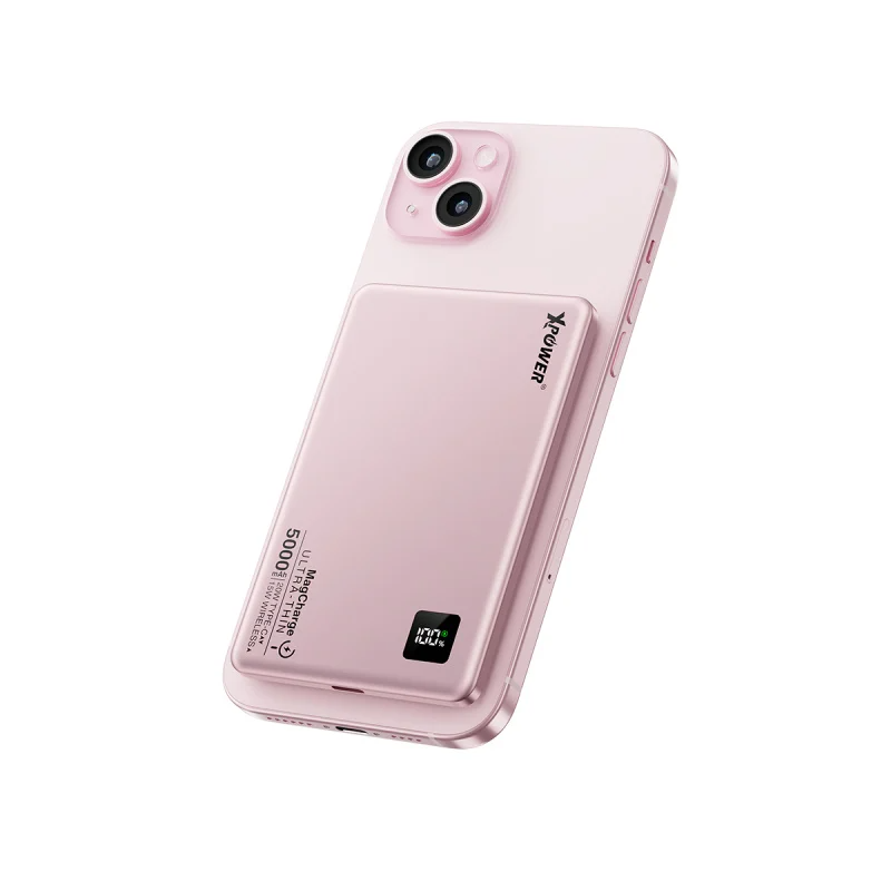 XPower 2合1鋁合金數顯 5000mAh PD3.0+ 磁吸無線外置充電器 M5K