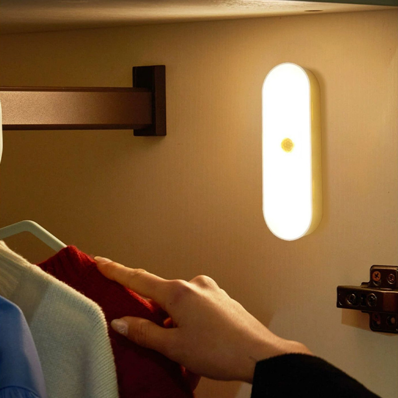 人體感應燈丨臥室過道廁所充電樓梯櫥櫃燈丨書櫃衣櫃燈床頭 丨 10CM感應款 黃光（7138）