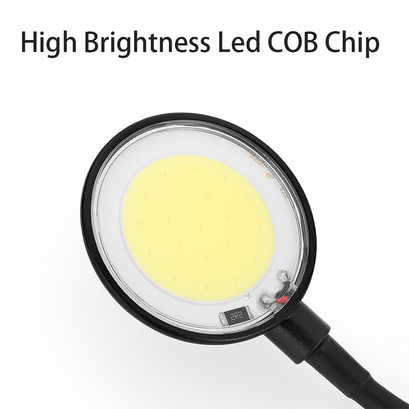 LED魚缸燈丨USB魚缸照明燈丨水草燈丨大COB晶片夾燈丨水族燈迷你圓形燈 丨黑色白色隨機（8125）