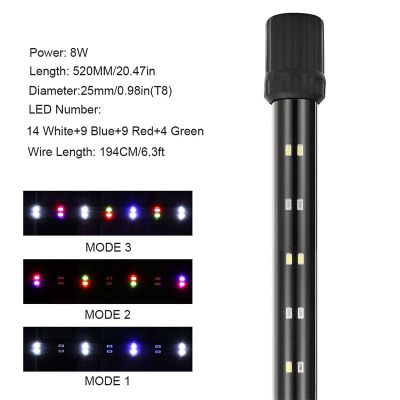 T8魚缸燈丨三色變 LED燈丨防水增豔潛水燈 丨高亮度魚缸燈丨水草燈丨水族燈丨歐規（8124）