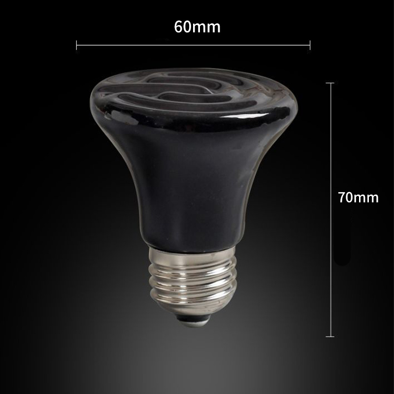 保溫燈丨陶瓷發熱燈丨陶瓷加熱燈丨寵物保溫燈丨烏龜蜥蜴養殖燈丨黑色 100W（8128）