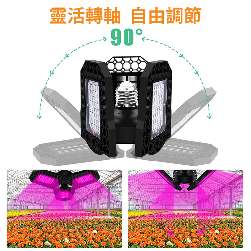 LED植物燈丨折疊變形紅藍配比花卉蔬菜組培育燈丨植物生長燈丨E27-144珠（8129）