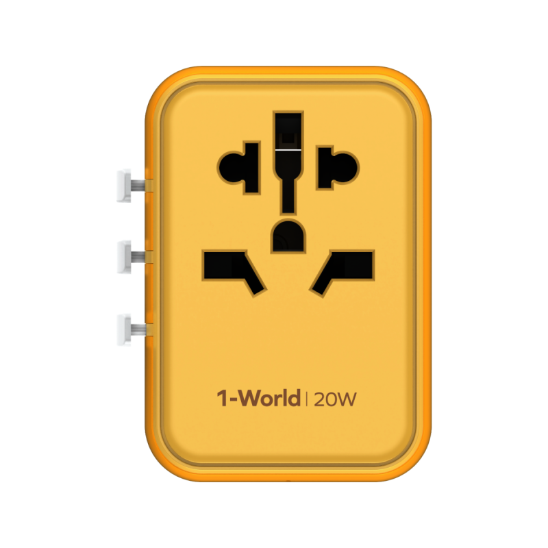 1-World 20W 3-插口+AC 旅行充電插座 黃色 UA11（UA11）